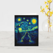 Chicken Starry Funny Night Van Gogh Farm Lover Gir カード (黄色い花)