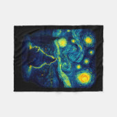 Chicken Starry Funny Night Van Gogh Farm Lover Gir フリースブランケット (正面(横))
