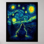Chicken Starry Funny Night Van Gogh Farm Lover Gir ポスター (正面)