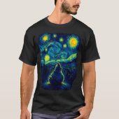Chicken Starry Funny Night Van Gogh Farm Lover Gir Tシャツ (正面)