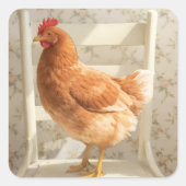 Chicken Sticker | Cute Farm Vinyl Decal スクエアシール (正面)