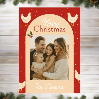 Chicken Themed Christmas Photo Card シーズンカード