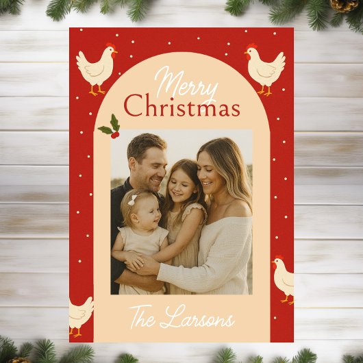 Chicken Themed Christmas Photo Card シーズンカード