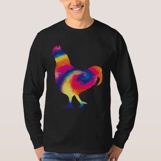 Chicken Tie Dye Chicken Colorful Retro Chicken Tシャツ (正面)