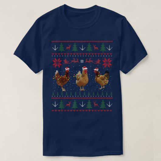 Chicken Ugly Christmas Sweater Funny Chicken Xmas Tシャツ (デザイン正面)