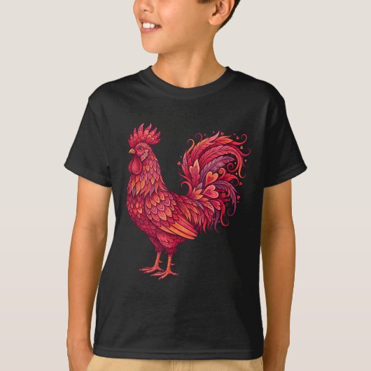 Chicken Valentines Day Heart For Farmers Cute Chic Tシャツ (正面)