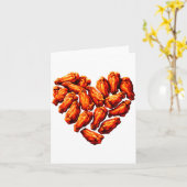 Chicken Wings Are My Valentine Heart Funny Valenti カード (黄色い花)