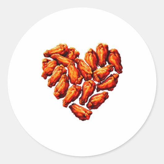 Chicken Wings Are My Valentine Heart Funny Valenti ラウンドシール (正面)