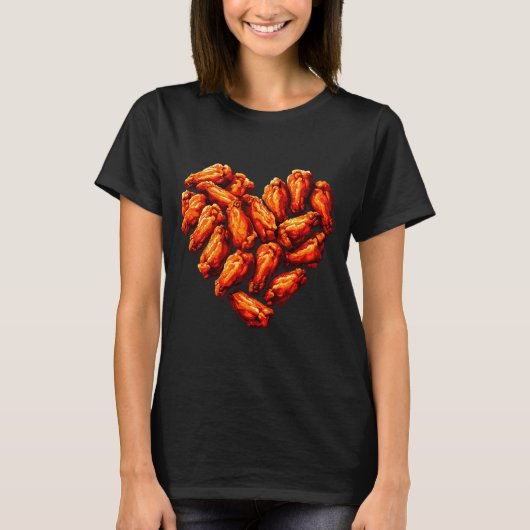 Chicken Wings Are My Valentine Heart Funny Valenti Tシャツ (正面)
