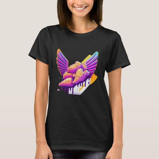 Chicken Wings Synthwave 80s Retrowave Aesthetic Tシャツ (正面)