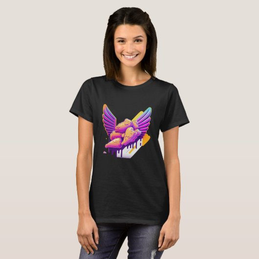 Chicken Wings Synthwave 80s Retrowave Aesthetic Tシャツ (正面フル)