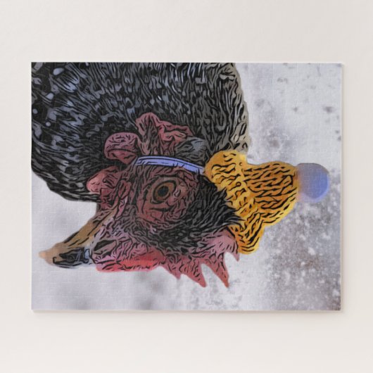 Chicken with knit hat, ジグソーパズル (横)