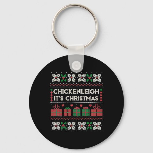 Chickenleighクリスマスおもしろいクリスマス7 キーホルダー (正面)