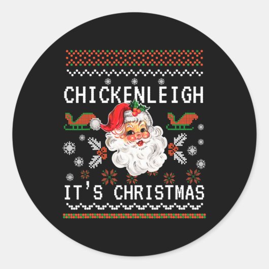 Chickenleighクリスマスおもしろいクリスマス9 ラウンドシール (正面)