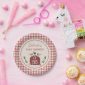 Chickens Barn Charming Farm Shower Gingham ペーパープレート (パーティー)