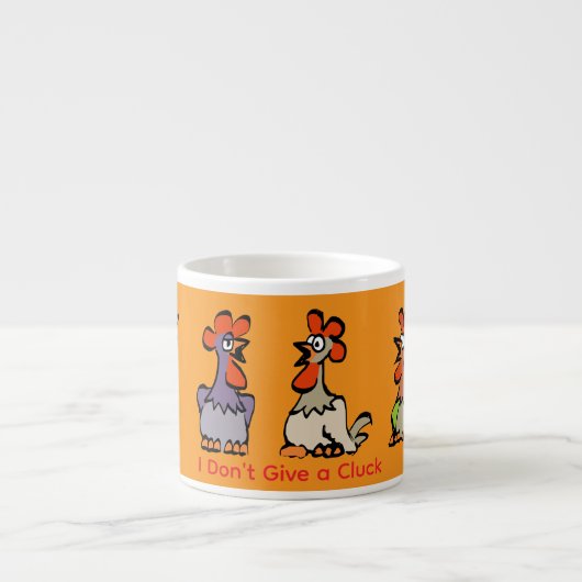 Chickens Espresso Mug – I Don’t Give a Cluck エスプレッソカップ (正面)
