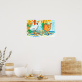 Chickens Friends Hens Birds Farm Animal ポスター (キッチン)