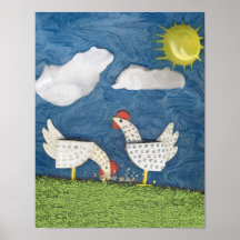 Chickens in the Yard - diorama picture