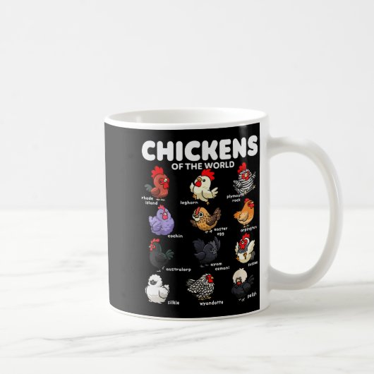 Chickens Of The World Funny Cartoon Chicken Breeds コーヒーマグカップ (右)