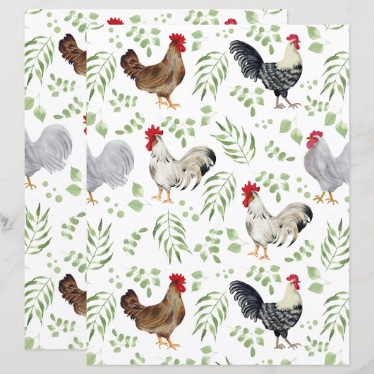 Chickens Scrapbook Paper (正面/裏面)