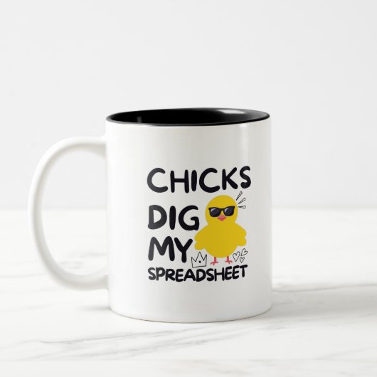 Chicks dig my Spreadsheet Two-Tone Coffee Mug ツートーンマグカップ (左)