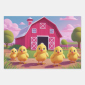 Chicks in Barnyard Happy Spring  ラッピングペーパーシート (正面2)