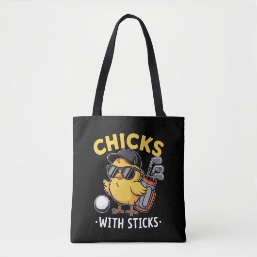Chicks with Sticks Golfer Girl Golf Club Golfing トートバッグ (正面)