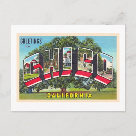 ChicoカリフォルニアCAヴィンテージラージレター ポストカード (正面)