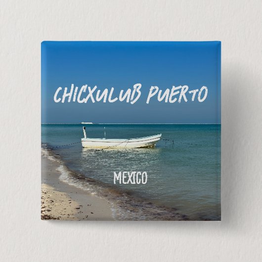 Chicxulubプエルト,メキシコ – スクエアボタン 缶バッジ (正面)