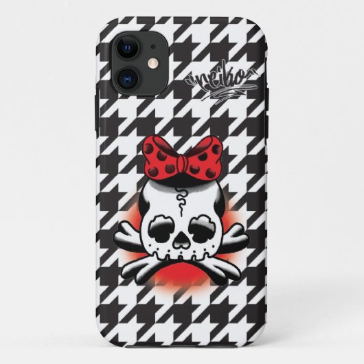 Chidori Check Dokuro-Chan Black Case-Mate iPhoneケース (裏面)