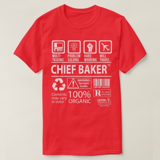 Chief Baker MultiTasking Certified Job Gift Item 3 Tシャツ (デザイン正面)