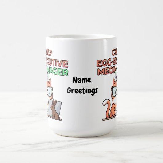 Chief Egg-secutive Meow-Nager Funny Easter Cat コーヒーマグカップ (中央)