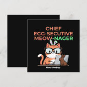 Chief Egg-secutive Meow-Nager Funny Easter Cat  招待状 (正面/裏面)