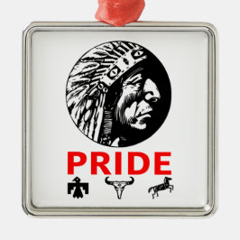 Chief feather headdress Bird Cow Skull Horse Pride メタルオーナメント