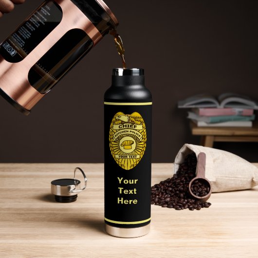 Chief Of Kitchen Police Badge ウォーターボトル (コーヒー (回転後))