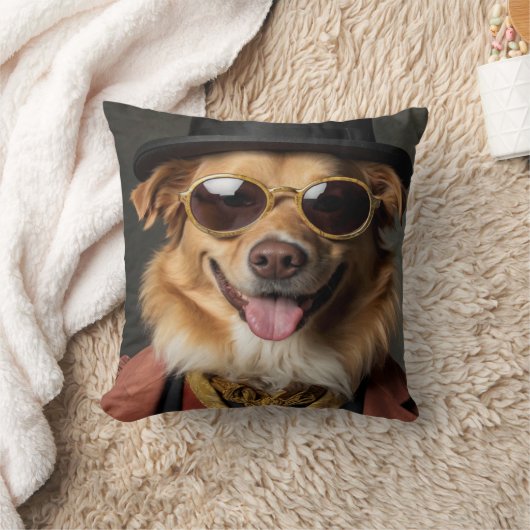 Chien amusant. Caniche en costume d'aristocrate クッション (ブランケット)