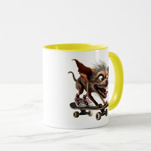 Chien au regard fou en mode skate. マグカップ (正面右)