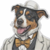 Chien berger australien amusant en costume シール (正面)