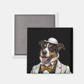 Chien berger australien amusant en costume マグネット (正面/裏面)