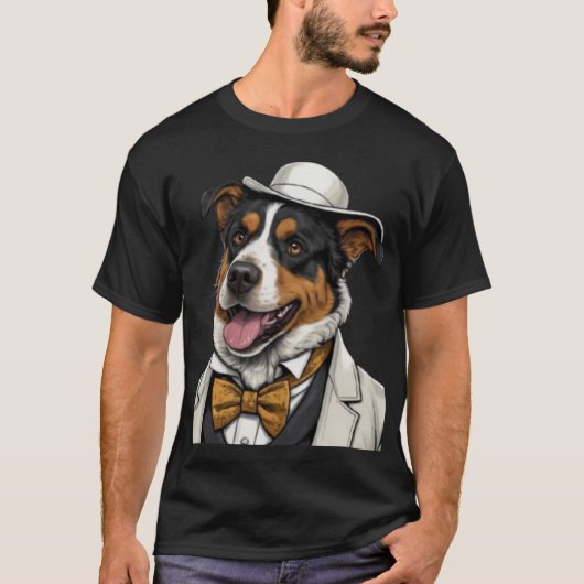 Chien berger australien amusant en costume tシャツ (正面)