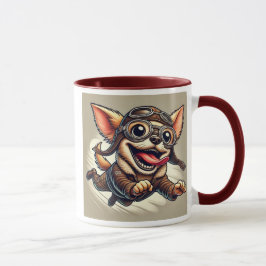 Chien Chihuahua aviateur dans les airs. マグカップ