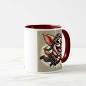 Chien Chihuahua aviateur dans les airs. マグカップ (正面右)
