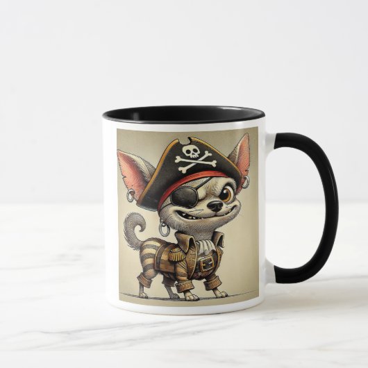Chien Chihuahua le pirate, roi des océans. マグカップ (右)