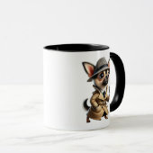 Chien détective privé en pleine enquête. マグカップ (正面右)