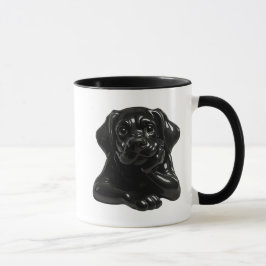 Chien noir cartoon au regard attendrissants en 3D. マグカップ