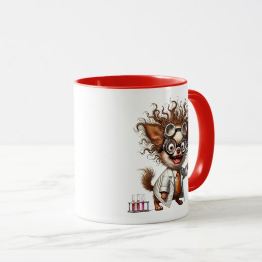 Chien scientifique fou en pleine expérience. マグカップ (正面右)