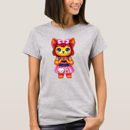 Chienne Kawaii joli coeur Tシャツ (正面)