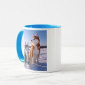 Chiens Huskys dans un paysage enneigé. マグカップ (正面左)