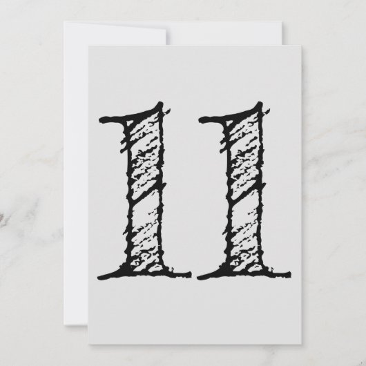 chiffre 11 numéro onze manuscrit géant 招待状 (正面)