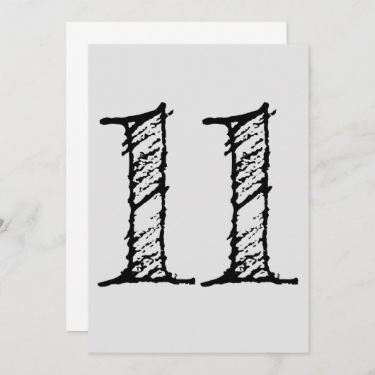 chiffre 11 numéro onze manuscrit géant 招待状 (正面/裏面)